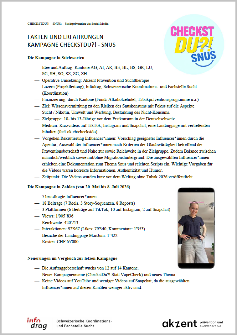 Kampagne CheckstDu?! – Snus: Fakten und Erfahrungen